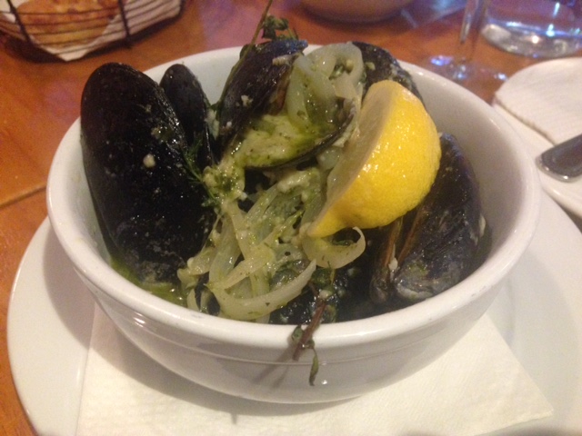 Pesto mussels: These were served with fresh Italian bread 
